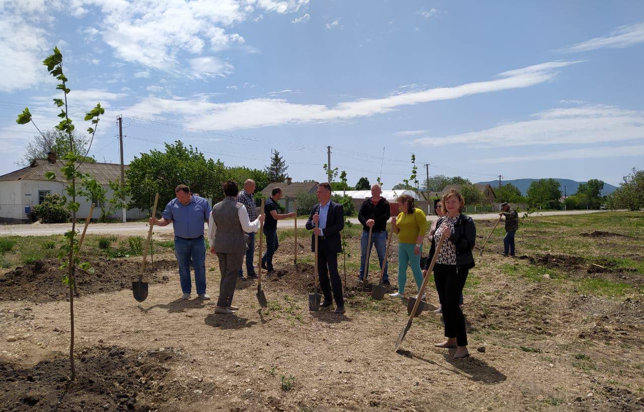 Высадка клёнов в Сквере Памяти в честь 75-летия Великой Победы