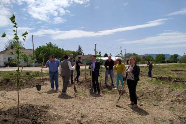 Высадка клёнов в Сквере Памяти в честь 75-летия Великой Победы